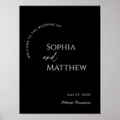 Moderne Schwarz-Weiß-Hochzeit Willkommen Poster (Vorne)