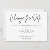 Moderne Schwarz-Weiß-Hochzeiten ändern das Datum Einladung (Vorderseite)