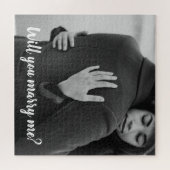 Moderne Schwarz-Weiß-Hochzeiten niedlich Puzzle (Horizontal)