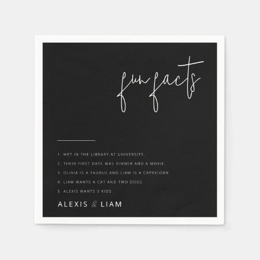 Moderne Schwarz-Weiß-Hochzeiten von Napkins Serviette (Vorderseite)