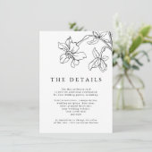 Moderne Schwarz-Weiß-Hochzeitsdetails Begleitkarte (Stehend Vorderseite)