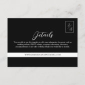 Moderne Schwarz-Weiß-Hochzeitsdetails Begleitkarte (Vorderseite)