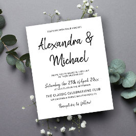 Moderne Schwarz-Weiß-Hochzeitseinladung