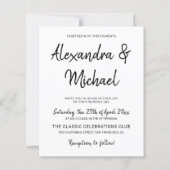 Moderne Schwarz-Weiß-Hochzeitseinladung (Vorderseite)