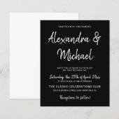 Moderne Schwarz-Weiß-Hochzeitseinladung (Vorne/Hinten)