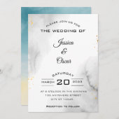 Moderne Schwarz-Weiß-Hochzeitseinladung Einladung (Vorne/Hinten)