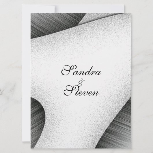 Moderne Schwarz-Weiß-Hochzeitseinladung Einladung (Rückseite)