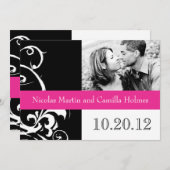 Moderne Schwarz-Weiß-Hochzeitseinladung Save The Date (Vorne/Hinten)