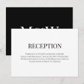 Moderne Schwarz-Weiß-Hochzeitsempfehlung Begleitkarte (Vorne/Hinten)