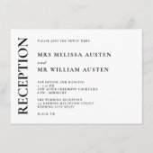 Moderne Schwarz-Weiß-Hochzeitsempfehlung für Monog Begleitkarte (Vorderseite)