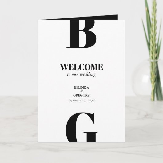 Moderne Schwarz-Weiß-Hochzeitserie Programm (Vorderseite)