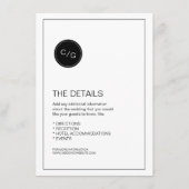 Moderne Schwarz-Weiß-Hochzeitskarte Begleitkarte (Vorderseite)