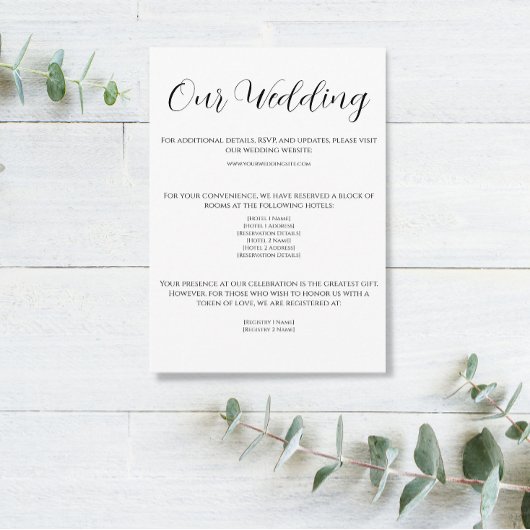 Moderne Schwarz-Weiß-Hochzeitskarte Begleitkarte