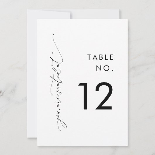 Moderne Schwarz-Weiß-Hochzeitskarten für Tischnumm Einladung (Rückseite)