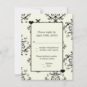 Moderne Schwarz-Weiß-Hochzeitskarten RSVP Karte