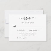Moderne Schwarz-Weiß-Hochzeitskarten RSVP Karte (Vorderseite)
