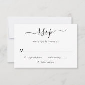 Moderne Schwarz-Weiß-Hochzeitskarten RSVP Karte (Vorderseite)
