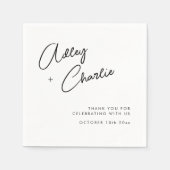 Moderne Schwarz-Weiß-Hochzeitspaare mit Schriftart Serviette (Vorderseite)