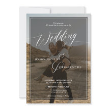 Moderne Schwarz-Weiß-Hochzeitsskripte 2 Fotos