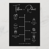 Moderne Schwarz-Weiß-Hochzeitssticons Programm (Vorderseite)