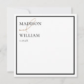 Moderne Schwarz-Weiß-Hochzeitstitel Mitteilungskarte (Vorderseite)
