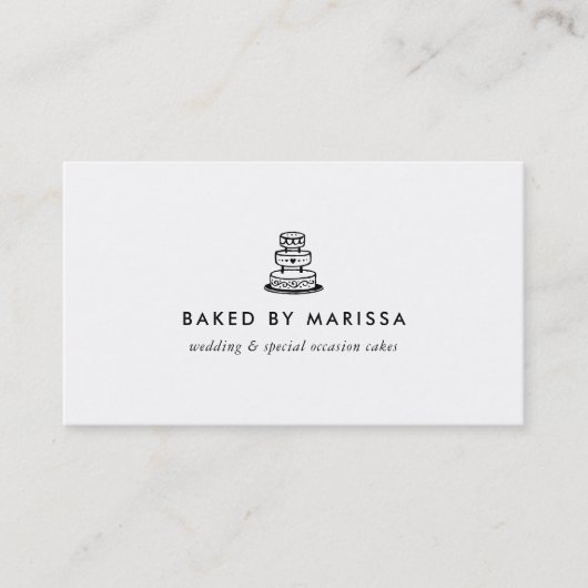 Moderne Schwarz-Weiß-Hochzeitstorte Visitenkarte (Vorderseite)