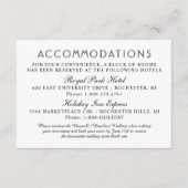 Moderne Schwarz-Weiß-Hochzeitsunterkünfte Begleitkarte (Vorderseite)