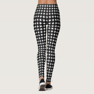 Moderne Schwarz-Weiß-Hundezahn-Muster Leggings