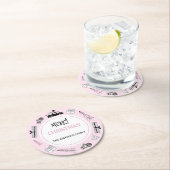 Moderne Schwarz-Weiß-Illustration auf Rosa Runder Pappuntersetzer (Vor Ort)