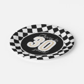 Moderne Schwarz-Weiß-Imitate Gold 30. Geburtstag Pappteller (Schrägansicht)