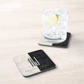 Moderne Schwarz-Weiß-Initialen Mit Monogramm Getränkeuntersetzer (Rechte Seite)