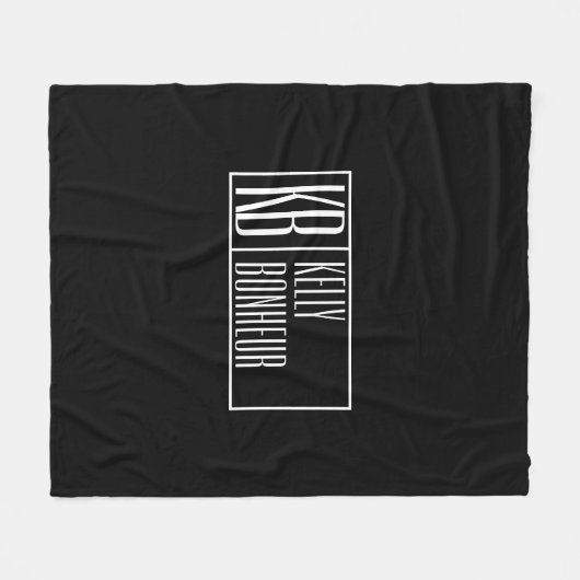 Moderne Schwarz-Weiß-Initialen mit Name Monogram Fleecedecke (Vorderseite (Horizontal))