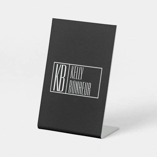 Moderne Schwarz-Weiß-Initialen mit Name Monogram Sockelschild (Vorderseite)