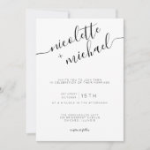Moderne Schwarz-Weiß-Kalligrafie-Hochzeit Einladung (Vorderseite)