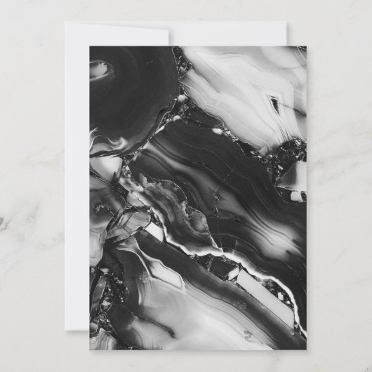 Moderne Schwarz-Weiß-Kalligrafie-Hochzeit Einladung (Rückseite)