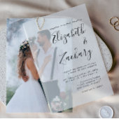 Moderne Schwarz-Weiß-Kalligrafie-Hochzeit Pergament Einladungen