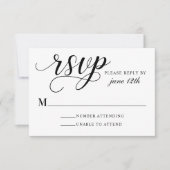 Moderne Schwarz-Weiß-Kalligrafie-Hochzeit RSVP Karte (Vorderseite)