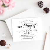 Moderne Schwarz-Weiß-Kalligrafie-Hochzeit Save The Date