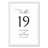 Moderne Schwarz-Weiß-Kalligrafie-Hochzeit Tischnummer (Rückseite)