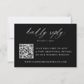 Moderne Schwarz-Weiß-Kalligrafie QR-Code Hochzeit RSVP Karte (Vorderseite)