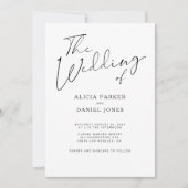 Moderne Schwarz-Weiß-Kalligraphie-Hochzeit Einladung (Vorderseite)