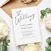 Moderne Schwarz-Weiß-Kalligraphie-Hochzeit Einladung