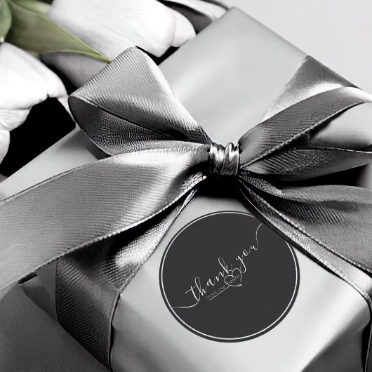 Moderne Schwarz-Weiß-Kalligraphie-Hochzeit Runder Aufkleber