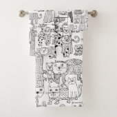 Moderne Schwarz-Weiß-Katzen und Gemusterte Kätzche Badhandtuch Set (Insitu)