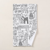 Moderne Schwarz-Weiß-Katzen und Gemusterte Kätzche Badhandtuch Set (Handtuch)