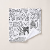 Moderne Schwarz-Weiß-Katzen und Gemusterte Kätzche Badhandtuch Set (Waschlappen)