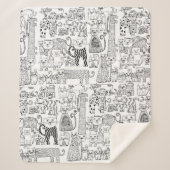 Moderne Schwarz-Weiß-Katzen und Gemusterte Kätzche Sherpadecke (Vorderseite)