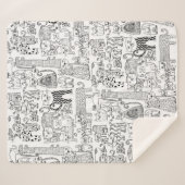 Moderne Schwarz-Weiß-Katzen und Gemusterte Kätzche Sherpadecke (Vorderseite (Horizontal))