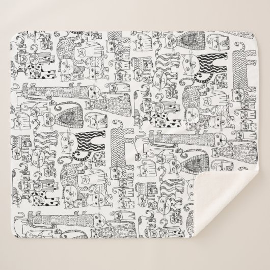 Moderne Schwarz-Weiß-Katzen und Gemusterte Kätzche Sherpadecke (Vorderseite (Horizontal))