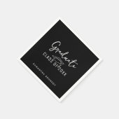 Moderne Schwarz-Weiß-Klasse 2025 Graduationsstufe Serviette (Ecke)